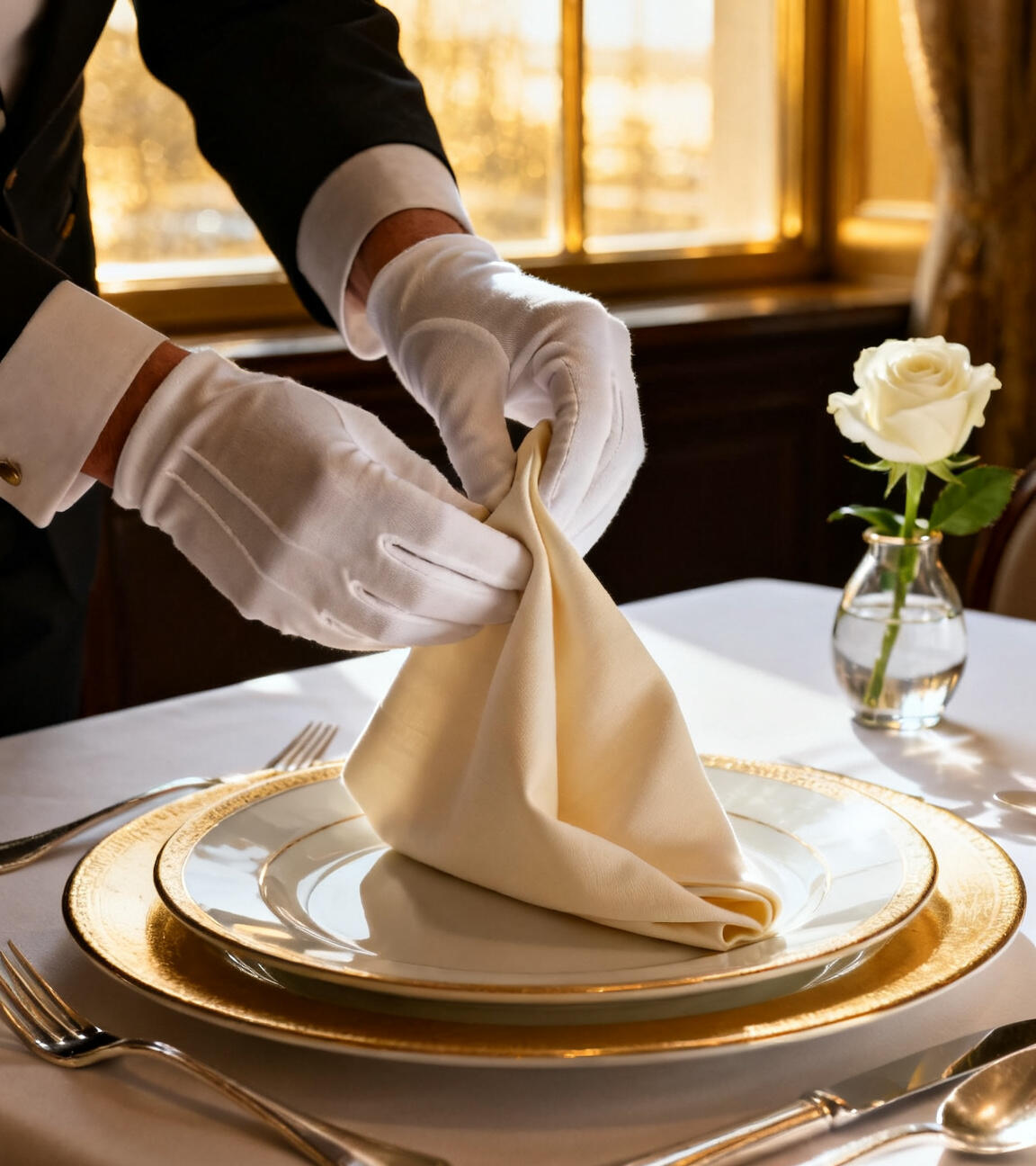 A table being set with care